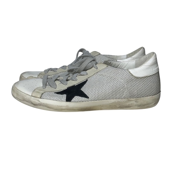 GOLDEN GOOSE Superstar White Mesh Leather Black Trim Women's Sneakers Size 39 9 - Picture 1 of 16